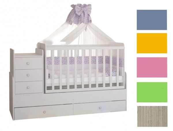 Mitwachsendes Babybett SIMPLY, 6 Farben