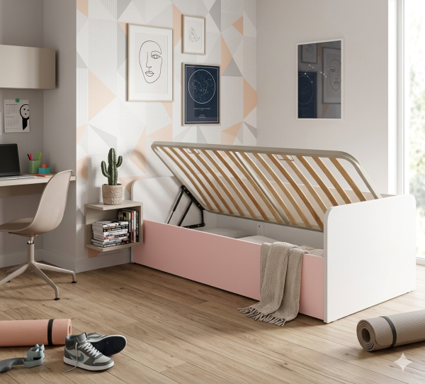 Stauraumbett PUZZLE, 90x190 cm - Pink