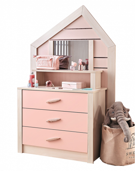 Kinderkommode PINK HOUSE mit Spiegel