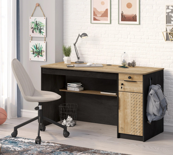 Cilek BLACK Schreibtisch mit Seitenschrank
